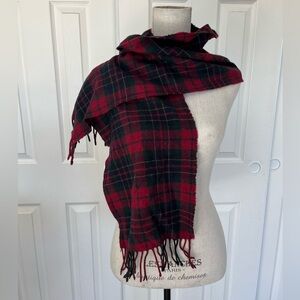 Classic Wool Red and Black Plaid Scarf